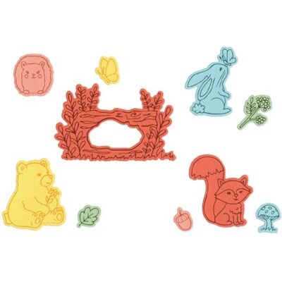 Sizzix Set di timbri trasparenti con fustelle Framelits, Forest Friends, 10 timbri in gomma e 10 fustelle da taglio Sizzix Set di timbri trasparenti con fustelle Framelits, Forest Friends, 10 timbri in gomma e 10 fustelle da taglio