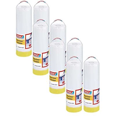 Tesa Easy Cover 4365 Precision Confezione da 8 Pellicola da pittore con nastro da imbianchino, per mascherare e coprire durante la verniciatura, nastro coprente 2 in 1 con pellicola, trasparente, Tesa Easy Cover 4365 Precision Confezione da 8 Pellicola da pittore con nastro da imbianchino, per mascherare e coprire durante la verniciatura, nastro coprente 2 in 1 con pellicola, trasparente,