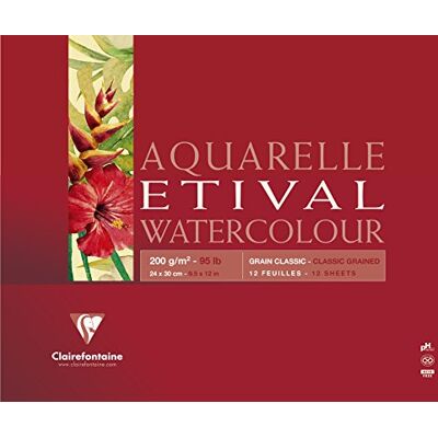 Clairefontaine Blocco incollato su 4 lati carta Etival , 10 fogli, grana classica 30x40 cm 200 g, bianca Clairefontaine Blocco incollato su 4 lati carta Etival , 10 fogli, grana classica 30x40 cm 200 g, bianca