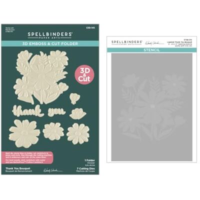 Spellbinders Wendy Vecchi Set di cartelline e stencil con bouquet di ringraziamento in 3D della collezione Classics Spellbinders Wendy Vecchi Set di cartelline e stencil con bouquet di ringraziamento in 3D della collezione Classics