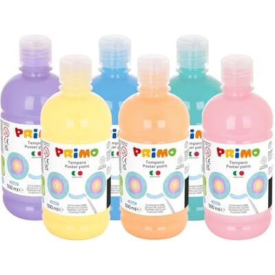 PRIMO TEMPERA PASTEL, 6 COLORI ASSORTITI 500 ML PRIMO TEMPERA PASTEL, 6 COLORI ASSORTITI 500 ML