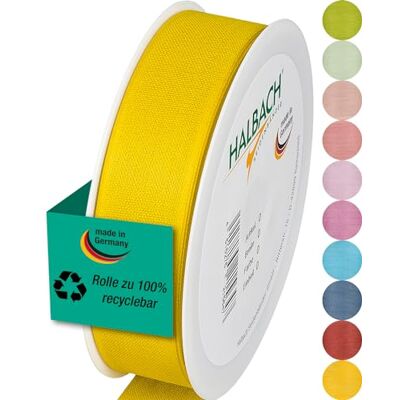 Halbach Seidenbänder Nastro per regali, larghezza 25 mm, lunghezza 25 m, prodotto in Germania, nastri regalo in diversi colori e larghezze, perfetto per confezionare e decorare, colore: giallo miele Halbach Seidenbänder Nastro per regali, larghezza 25 mm, lunghezza 25 m, prodotto in Germania, nastri regalo in diversi colori e larghezze, perfetto per confezionare e decorare, colore: giallo miele