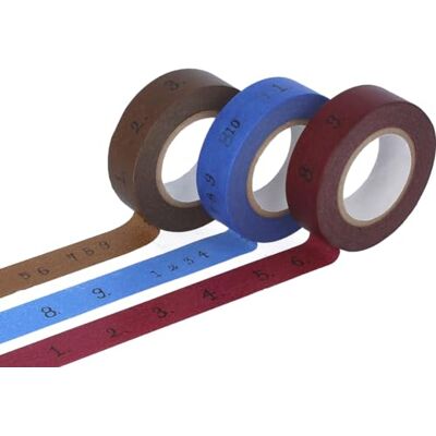 Classiky Set 3 nastri adesivi masking tape washi number assortiti colori 15 mm x 15 m. Classiky Set 3 nastri adesivi masking tape washi number assortiti colori 15 mm x 15 m.