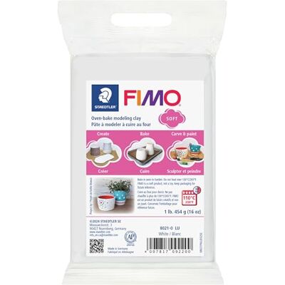 Staedtler FIMO soft 8021 Pasta modellabile – bianco, 454 g Grande blocco da forno, in 8 porzioni – crea le tue tonalità per gioielli & decorazioni – Art.-Nr. 8021-0 Staedtler FIMO soft 8021 Pasta modellabile – bianco, 454 g Grande blocco da forno, in 8 porzioni – crea le tue tonalità per gioielli & decorazioni – Art.-Nr. 8021-0