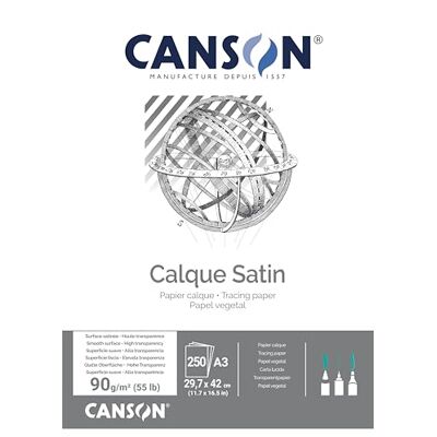 Canson carta per disegno tecnico in risme da 250 fogli, A3, superficie satinata,90/95 grammi Canson carta per disegno tecnico in risme da 250 fogli, A3, superficie satinata,90/95 grammi