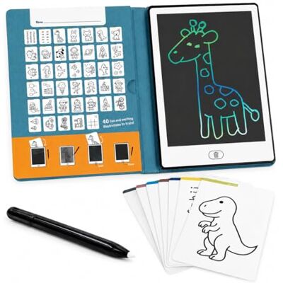 Zazu Fun Tablet da disegno LCD per bambini, 8,5 pollici, tablet da disegno con 40 carte di modello e penna, funzione di cancellazione e pulsante di blocco, giocattolo educativo creativo per la casa Zazu Fun Tablet da disegno LCD per bambini, 8,5 pollici, tablet da disegno con 40 carte di modello e penna, funzione di cancellazione e pulsante di blocco, giocattolo educativo creativo per la casa