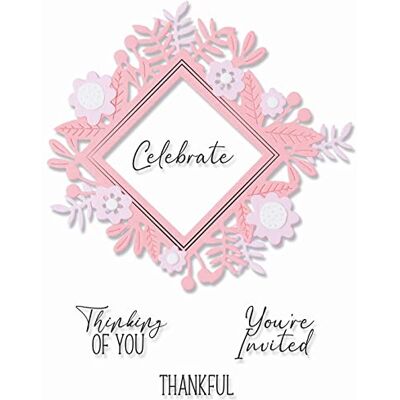 Sizzix Framelits Die Set 4PK con timbri 5PK Celebrazione floreale di Olivia Rose, Sizzix Framelits Die Set 4PK con timbri 5PK Celebrazione floreale di Olivia Rose,