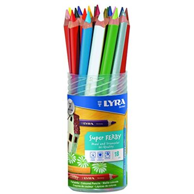 LYRA Super Ferby 3723182 Barattolo rotondo con 18 matite colorate, assortiti LYRA Super Ferby 3723182 Barattolo rotondo con 18 matite colorate, assortiti