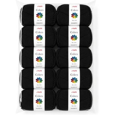 Stafil Colors Set da 10 Gomitoli Colore nero – 10 Gomitoli da 50 g (500 g Totali) – Lana Acrilica per Uncinetto, Maglia, Amigurumi, Crochet e Lavori Creativi Stafil Colors Set da 10 Gomitoli Colore nero – 10 Gomitoli da 50 g (500 g Totali) – Lana Acrilica per Uncinetto, Maglia, Amigurumi, Crochet e Lavori Creativi