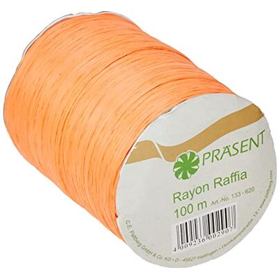 PRÄSENT C.E. Pattberg Nastro biodegradabile in rafia di rafia, bobina da 100 m, colore: Mandarino PRÄSENT C.E. Pattberg Nastro biodegradabile in rafia di rafia, bobina da 100 m, colore: Mandarino