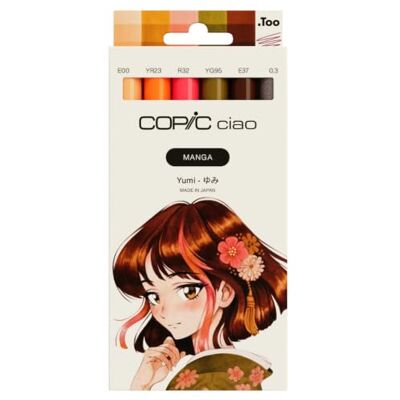 Copic Ciao MANGA Set di pennarelli Yumi, con 5 tonalità di rosso-marrone e verde discreto, con 1 mulino da 0,3 mm in rosso vinaccia, Twin Marker con una punta media e una spazzola Copic Ciao MANGA Set di pennarelli Yumi, con 5 tonalità di rosso-marrone e verde discreto, con 1 mulino da 0,3 mm in rosso vinaccia, Twin Marker con una punta media e una spazzola