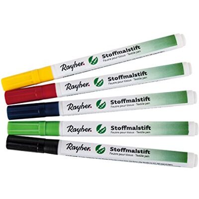 Rayher Set Pennarelli Per Stoffa, Punta Fine, Set 5Pz, Rayher Set Pennarelli Per Stoffa, Punta Fine, Set 5Pz,