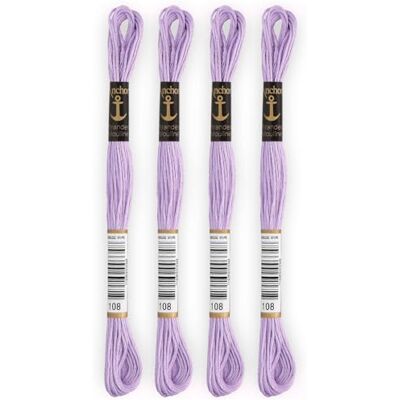 Anchor Set di 4 matasse Stranded Cotton Mouliné 100% cotone Filo da ricamo, punto croce, tela colore viola lilla Rif 4635000-4EA_00108 Anchor Set di 4 matasse Stranded Cotton Mouliné 100% cotone Filo da ricamo, punto croce, tela colore viola lilla Rif 4635000-4EA_00108