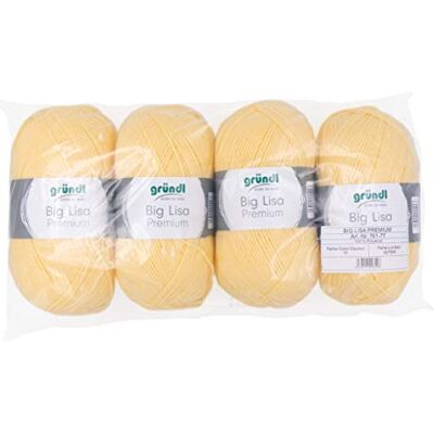 Gründl Big Lisa Premium Filato per lavorare a maglia e all'uncinetto (filato di facile manutenzione, in 100% poliacrilico, 250 g/665 m, spessore ferri: 3,5-4,5, 4 gomitoli da 250 g), giallo pastello Gründl Big Lisa Premium Filato per lavorare a maglia e all'uncinetto (filato di facile manutenzione, in 100% poliacrilico, 250 g/665 m, spessore ferri: 3,5-4,5, 4 gomitoli da 250 g), giallo pastello