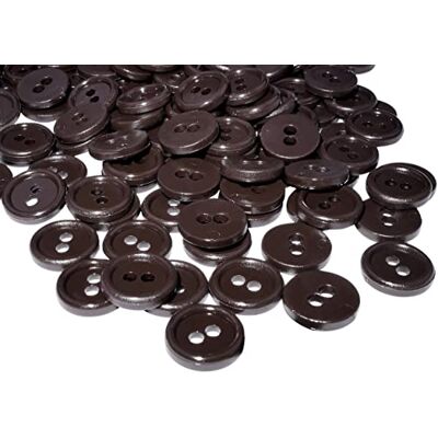 Aerzetix C56323 Set di 100 Bottoni rotondi per cucito Ø11.5x2.2mm con 2 fori diametro apertura 2mm colore marrone scuro in plastica hobby creativo decorazione cucire merceria moda Aerzetix C56323 Set di 100 Bottoni rotondi per cucito Ø11.5x2.2mm con 2 fori diametro apertura 2mm colore marrone scuro in plastica hobby creativo decorazione cucire merceria moda