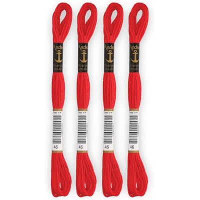 Anchor Set di 4 matasse Stranded Cotton Mouliné 100% cotone Filo da ricamo, punto croce, tela colore rosso brillante Rif 4635000-4EA_00046 Anchor Set di 4 matasse Stranded Cotton Mouliné 100% cotone Filo da ricamo, punto croce, tela colore rosso brillante Rif 4635000-4EA_00046