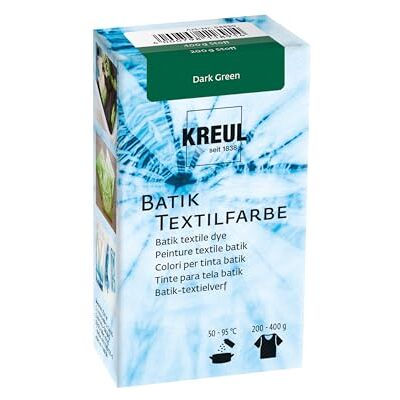 KREUL Tintura per tessuti batik Verde scuro, 70 g, polvere colorante per batik e tintura di tessuti KREUL Tintura per tessuti batik Verde scuro, 70 g, polvere colorante per batik e tintura di tessuti