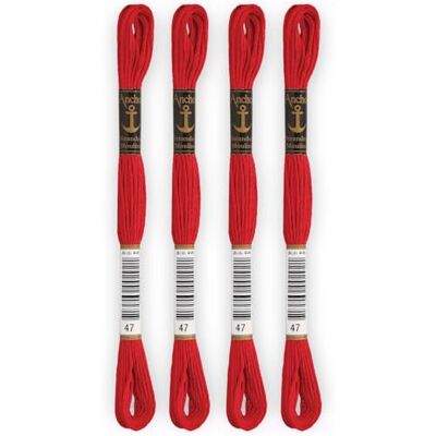 Anchor Set di 4 matasse Stranded Cotton Mouliné 100% cotone Filo da ricamo, punto croce, tela colore rosso Rif 4635000-4EA_00047 Anchor Set di 4 matasse Stranded Cotton Mouliné 100% cotone Filo da ricamo, punto croce, tela colore rosso Rif 4635000-4EA_00047