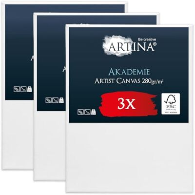 Artina Set da 3 Tela per Dipingere 100% Cotone Telaio in Legno Certificato 70x100cm bianca non si deforma Canvas tele per pittura grandi FSC cunei colori acrilici bianche artisti acrilico Akademie Artina Set da 3 Tela per Dipingere 100% Cotone Telaio in Legno Certificato 70x100cm bianca non si deforma Canvas tele per pittura grandi FSC cunei colori acrilici bianche artisti acrilico Akademie