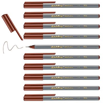 Edding E-55 – Set di 10 pennarelli fini a punta conica, in metallo rivestito, 0,5 mm marrone Edding E-55 – Set di 10 pennarelli fini a punta conica, in metallo rivestito, 0,5 mm marrone