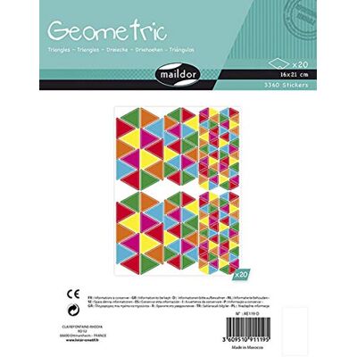 Maildor Adesivi 3D geometricoi- 20 Fogli 16x21cm Triangoli (3360 Adesivi) Maildor Adesivi 3D geometricoi- 20 Fogli 16x21cm Triangoli (3360 Adesivi)