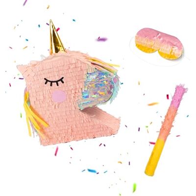 Relaxdays Pinata Unicorno, con bastone e maschera, multicolore Per feste e compleanni, riempibile, 49,5x43x10 cm Relaxdays Pinata Unicorno, con bastone e maschera, multicolore Per feste e compleanni, riempibile, 49,5x43x10 cm