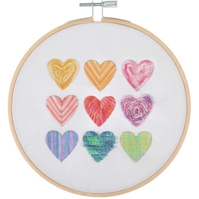 Trimits Kit di telai da ricamo, 15 cm, per principianti, include fili in bambù, panno e supporto per ago e istruzioni, cuori sfumati Trimits Kit di telai da ricamo, 15 cm, per principianti, include fili in bambù, panno e supporto per ago e istruzioni, cuori sfumati