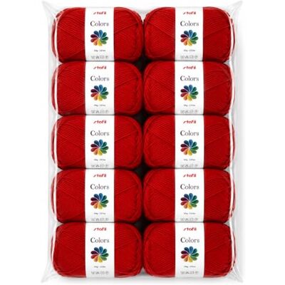 Stafil Colors Set da 10 Gomitoli Colore carminio – 10 Gomitoli da 50 g (500 g Totali) – Lana Acrilica per Uncinetto, Maglia, Amigurumi, Crochet e Lavori Creativi Stafil Colors Set da 10 Gomitoli Colore carminio – 10 Gomitoli da 50 g (500 g Totali) – Lana Acrilica per Uncinetto, Maglia, Amigurumi, Crochet e Lavori Creativi