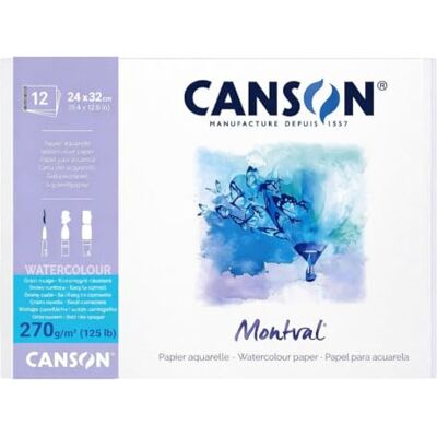 Bloc di carta artistica Canson Montval - 24x32cm, 12 fogli, senza acidi Bloc di carta artistica Canson Montval - 24x32cm, 12 fogli, senza acidi