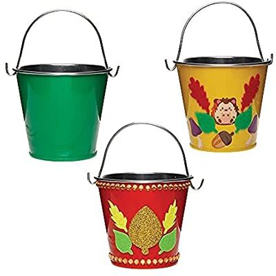 Baker Ross Mini Secchielli di Latta Autunnali Confezione da 5, ideali per i Bambini per Dipingere, Decorare e Far Crescere i Semi, Secchielli per Dolcetto o Scherzetto con Manici Baker Ross Mini Secchielli di Latta Autunnali Confezione da 5, ideali per i Bambini per Dipingere, Decorare e Far Crescere i Semi, Secchielli per Dolcetto o Scherzetto con Manici