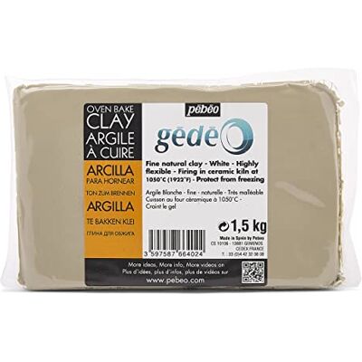 PEBEO Pébéo Gédéo Argilla Bianca da Cuocere 1,5 kg – Argilla Naturale Fine – Modellazione, Scultura e Ceramica – Cottura in Forno Ceramico 980–1050°C PEBEO Pébéo Gédéo Argilla Bianca da Cuocere 1,5 kg – Argilla Naturale Fine – Modellazione, Scultura e Ceramica – Cottura in Forno Ceramico 980–1050°C