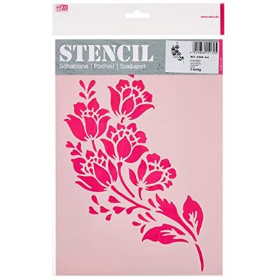 efco , Stencil a Forma di Fiori, 1 Design, in plastica, Trasparente, Formato A4 efco , Stencil a Forma di Fiori, 1 Design, in plastica, Trasparente, Formato A4