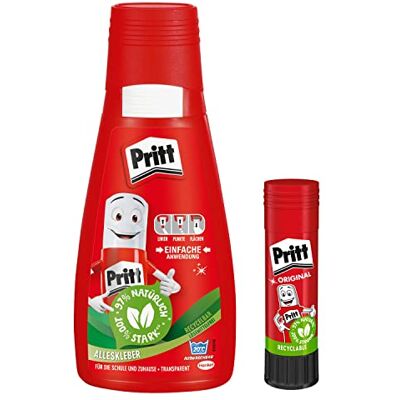 Pritt Colla Multiuso , Colla liquida ad Asciugatura Rapida di Facile Applicazione per la Scuola e Il Tempo Libero, Set con 100 g di Colla Artigianale e 11 g di Colla Stick Stick Pritt Colla Multiuso , Colla liquida ad Asciugatura Rapida di Facile Applicazione per la Scuola e Il Tempo Libero, Set con 100 g di Colla Artigianale e 11 g di Colla Stick Stick