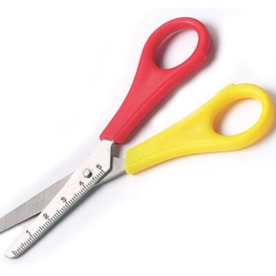 Forbici per destrimani con righello Baker Ross - 13cm Strumento sicuro per fai da te Forbici per destrimani con righello Baker Ross - 13cm Strumento sicuro per fai da te