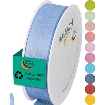 Halbach Seidenbänder Nastro per regali, larghezza 25 mm, lunghezza 25 m, prodotto in Germania, nastri regalo in diversi colori e larghezze, perfetto per confezionare e decorare, colore: azzurro cielo Halbach Seidenbänder Nastro per regali, larghezza 25 mm, lunghezza 25 m, prodotto in Germania, nastri regalo in diversi colori e larghezze, perfetto per confezionare e decorare, colore: azzurro cielo
