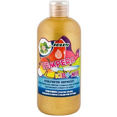 JOLLY Tempera Kids Mix pittura, pittura liquida, bottiglia da 0,5 litri oro, colori brillanti e opachi, non diluiti o verniciabili con acqua, applicabile su tutti i materiali JOLLY Tempera Kids Mix pittura, pittura liquida, bottiglia da 0,5 litri oro, colori brillanti e opachi, non diluiti o verniciabili con acqua, applicabile su tutti i materiali