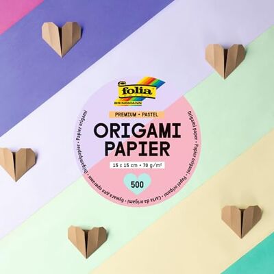 folia Fogli Pieghevoli Premium 70g/m², Pastell, 15 x 15 cm, 500 Fogli in 10 Colori Diversi, per Creare, abbellire e Decorare folia Fogli Pieghevoli Premium 70g/m², Pastell, 15 x 15 cm, 500 Fogli in 10 Colori Diversi, per Creare, abbellire e Decorare