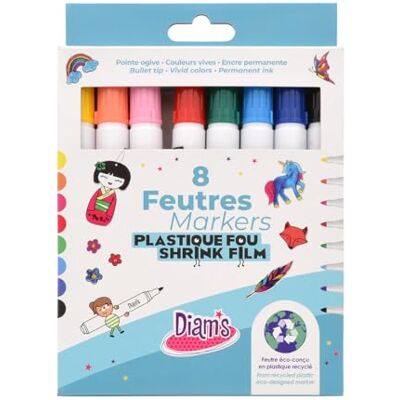 Diam's 8 pennarelli in plastica smerigliata , 8 Pezzi Diam's 8 pennarelli in plastica smerigliata , 8 Pezzi