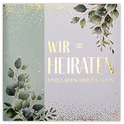 ART Set di inviti per matrimonio, 20 pezzi, 135 x 135 mm, con inserti stampabili e buste per matrimonio, modello dorato ART Set di inviti per matrimonio, 20 pezzi, 135 x 135 mm, con inserti stampabili e buste per matrimonio, modello dorato