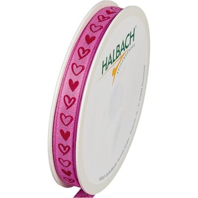 Halbach Seidenbänder Nastro regalo "cuori", larghezza 10 mm, lunghezza 20 m, nastro stampato con motivo a cuore, nastro perfetto per matrimonio o San Valentino, colore: rosa rosa/rosso Halbach Seidenbänder Nastro regalo "cuori", larghezza 10 mm, lunghezza 20 m, nastro stampato con motivo a cuore, nastro perfetto per matrimonio o San Valentino, colore: rosa rosa/rosso