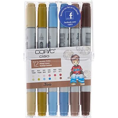 Copic Ciao Set da 12, Colori Vintage Copic Ciao Set da 12, Colori Vintage
