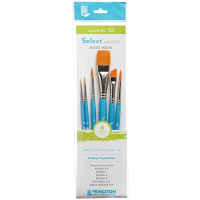 Princeton Art & Brush pennelli misti Select Artiste per olio, acrilico, acquerello Serie 3750, Brown, 122 Set Princeton Art & Brush pennelli misti Select Artiste per olio, acrilico, acquerello Serie 3750, Brown, 122 Set