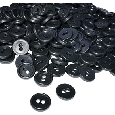 Aerzetix C56339 Set di 100 Bottoni rotondi per cucito Ø11.5x2.2mm con 2 fori diametro apertura 2mm colore nero in plastica hobby creativo decorazione cucire merceria moda Aerzetix C56339 Set di 100 Bottoni rotondi per cucito Ø11.5x2.2mm con 2 fori diametro apertura 2mm colore nero in plastica hobby creativo decorazione cucire merceria moda