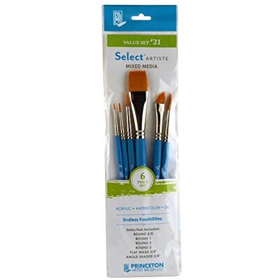 Princeton Art & Brush pennelli misti Select Artiste per olio, acrilico, acquerello Serie 3750, Brown, 121 Set Princeton Art & Brush pennelli misti Select Artiste per olio, acrilico, acquerello Serie 3750, Brown, 121 Set