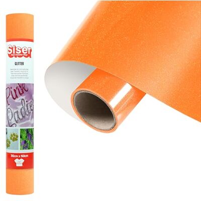 SISER ® Glitter Neon Orange, 30cm x 0,5mt, Vinile Termotrasferibile Termoadesivo Glitterato per la Personalizzazione dei Tessuti, Abbigliamento e Accessori, Hobby Creativi, Facile da Tagliare SISER ® Glitter Neon Orange, 30cm x 0,5mt, Vinile Termotrasferibile Termoadesivo Glitterato per la Personalizzazione dei Tessuti, Abbigliamento e Accessori, Hobby Creativi, Facile da Tagliare