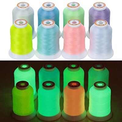 New brothread 8 Colori Luminoso Si illuminano al buio Filo da ricamo a macchina 30WT 500M (550Y) ogni bobina per Ricamo, Quilting, Cucito New brothread 8 Colori Luminoso Si illuminano al buio Filo da ricamo a macchina 30WT 500M (550Y) ogni bobina per Ricamo, Quilting, Cucito