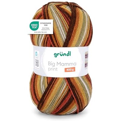 Gründl Big Mamma Print, Senape-zucca-rame-fulvo-muschio Lana XXL per Lavorare a Maglia Gomitolo Grande 400 g / 1040 m Gradiente di Lana in 100% Poliacrilico Gründl Big Mamma Print, Senape-zucca-rame-fulvo-muschio Lana XXL per Lavorare a Maglia Gomitolo Grande 400 g / 1040 m Gradiente di Lana in 100% Poliacrilico