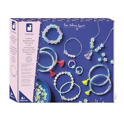Janod 11 Gioielli fosforescenti da Creare 8 Braccialetti + 2 Anelli + 1 Collana + 500 Perline Brillano al Buio Kit Creativo per Bambini dai 6 Anni in su Janod 11 Gioielli fosforescenti da Creare 8 Braccialetti + 2 Anelli + 1 Collana + 500 Perline Brillano al Buio Kit Creativo per Bambini dai 6 Anni in su