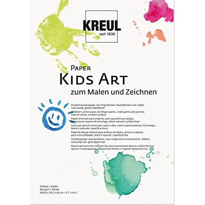 KREUL Carta Kids Art per pittura e disegno, DIN A3, 20 fogli, carta per artisti per bambini, bianco naturale, superficie liscia, adatta per colori a dita, colori artigianali e matite KREUL Carta Kids Art per pittura e disegno, DIN A3, 20 fogli, carta per artisti per bambini, bianco naturale, superficie liscia, adatta per colori a dita, colori artigianali e matite