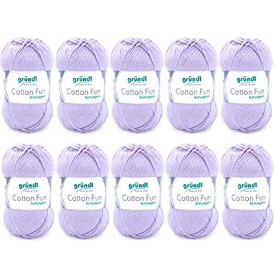 Gründl Lana Cotton Fun Filato uncinetto 10 gomitoli da 50 g, Viola Filato per maglia/uncinetto Cotton Fun (lana per maglieria, set per uncinetto, morbido filato 100% cotone Gründl Lana Cotton Fun Filato uncinetto 10 gomitoli da 50 g, Viola Filato per maglia/uncinetto Cotton Fun (lana per maglieria, set per uncinetto, morbido filato 100% cotone